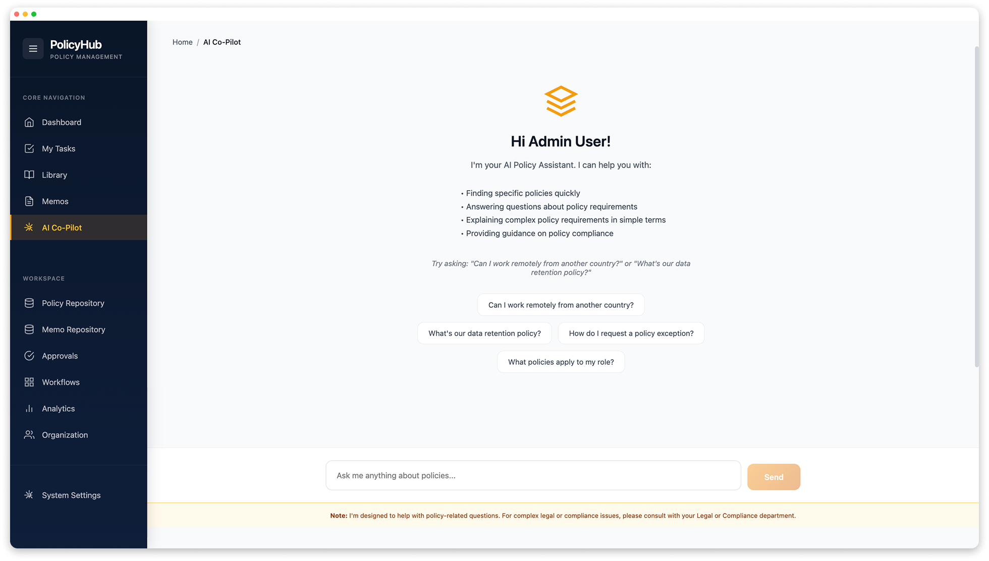 PolicyHub Platform Dashboard 5
