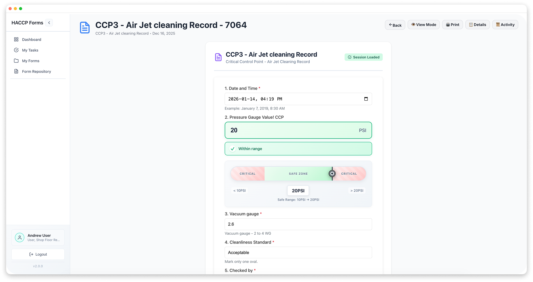 Guided compliance forms interface
