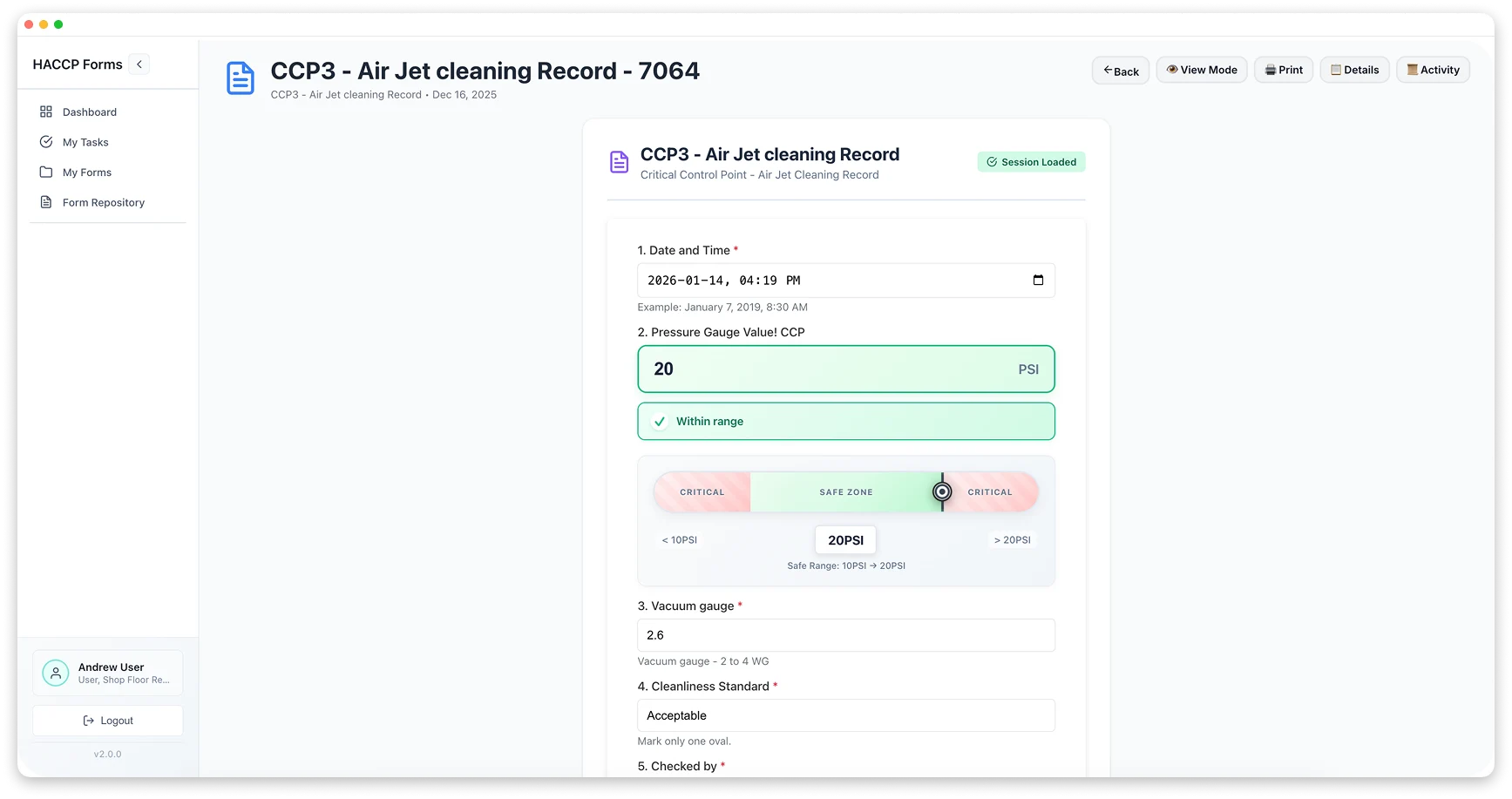 Guided compliance forms interface