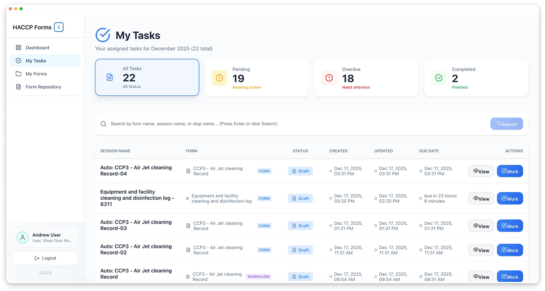 Task management and scalability dashboard